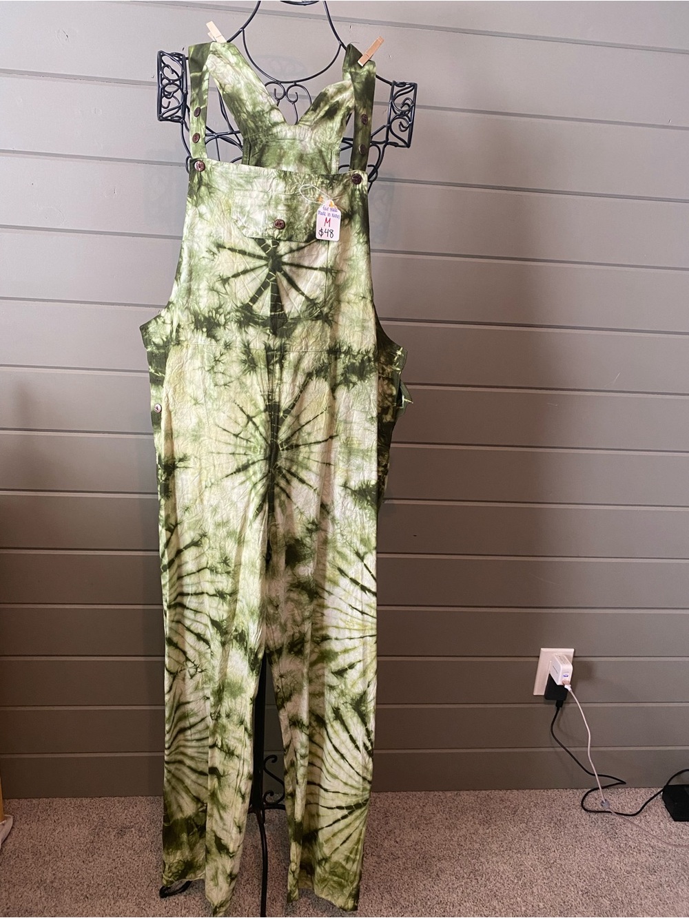 Green Tie-Dye Women's Overalls Jumpsuit